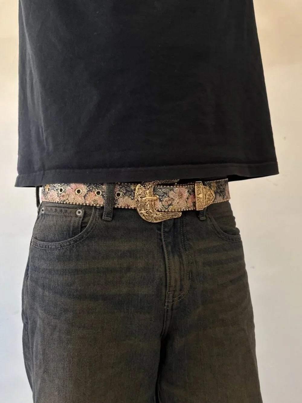 Dark Tapestry Floral Carved Western Belt